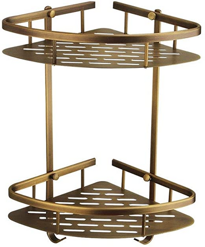 Brushed Brass Double Corner Storage Basket #20108