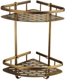 Brushed Brass Double Corner Storage Basket #20108