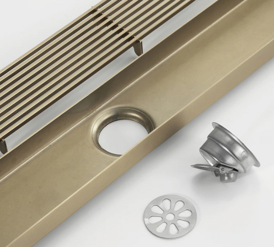 Dark Brushed Brass Linear Shower Trap 60cm #201877