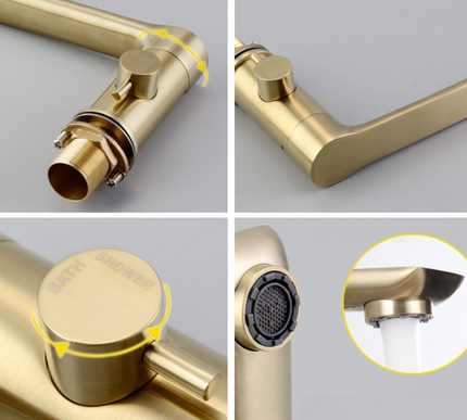 Brushed Gold Modern Bath Mixer with Hand Shower #201868