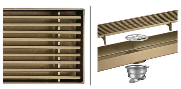 Dark Brushed Brass Linear Shower Trap 60cm #201877