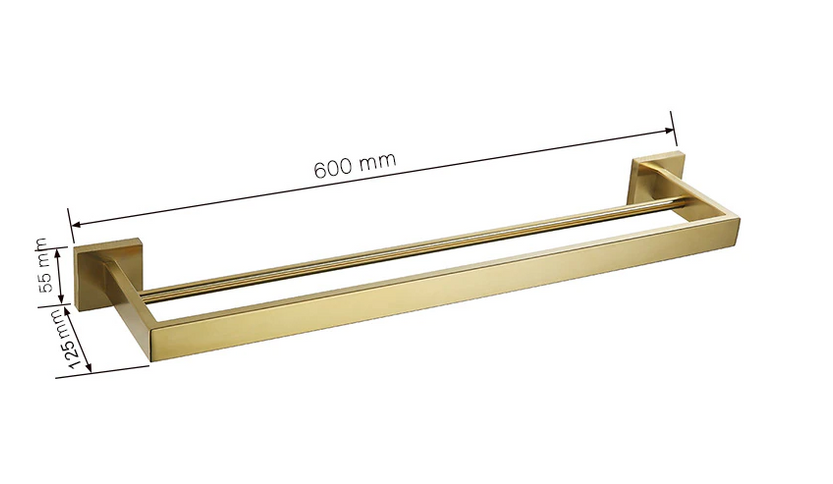 Brushed Gold Angular Bar Double Towel Rail #201863