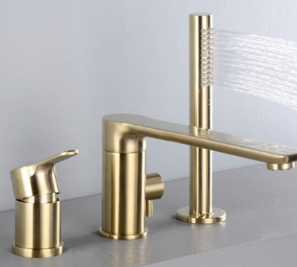 Brushed Gold Modern Bath Mixer with Hand Shower #201868