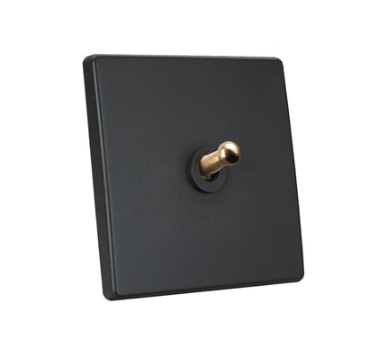 Elegant Grey 1 Gang Brass Toggle Switch