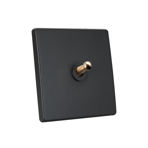 Elegant Grey 1 Gang Brass Toggle Switch