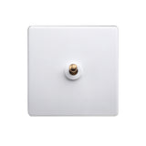 Classic White 1 Gang Brass Toggle Switch