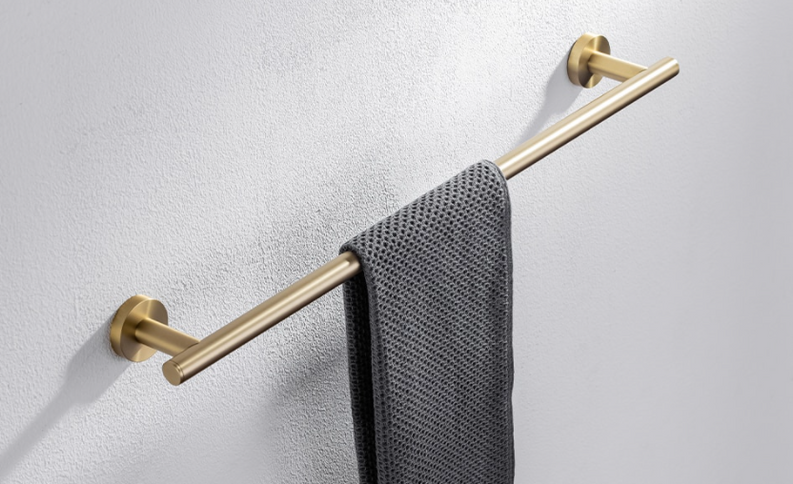 Brushed Gold Minimal Single Towel Rail #201864