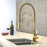 Gold Single Ceramic Lever Extending Kitchen Mixer #201872