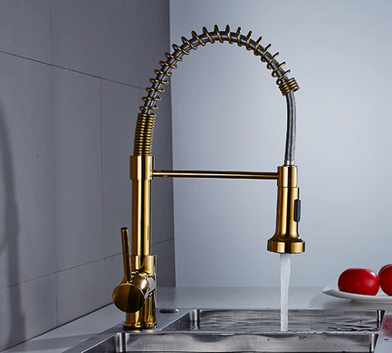 Gold Spring Arc Kitchen Mixer #201858