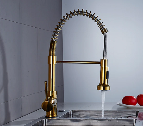 Gold Spring Arc Kitchen Mixer #201858