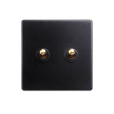 Classy Black 2 Gang Brass Toggle Switch