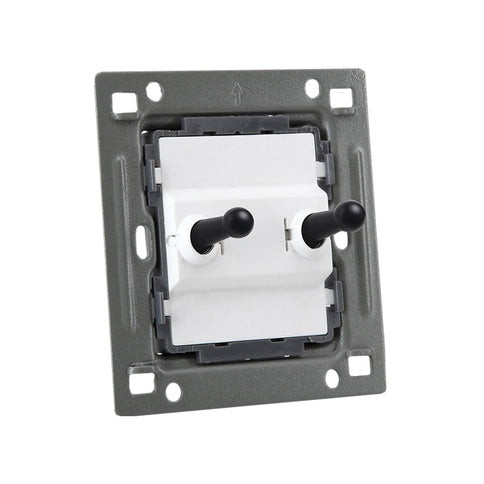 Modern White 2 Gang Black Toggle Switch