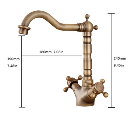 Classic Antique Brass Basin Mixer Short #20177