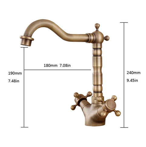 Classic Antique Brass Basin Mixer Short #20177