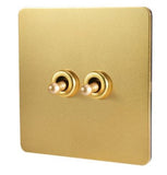 Antique Gold 2 Gang Toggle Wall Switch