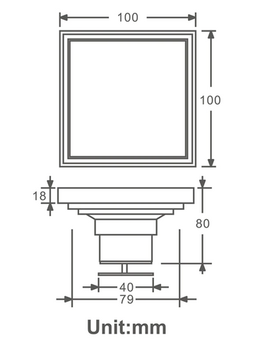 Square Modern Brushed Gold Shower Trap #20214