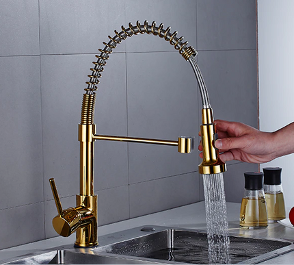 Gold Spring Arc Kitchen Mixer #201858