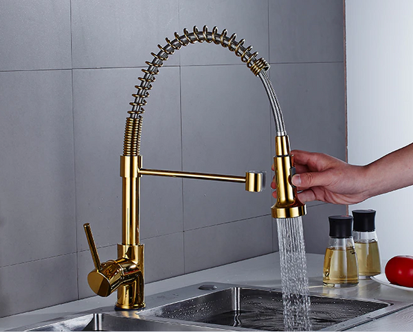 Gold Spring Arc Kitchen Mixer #201858