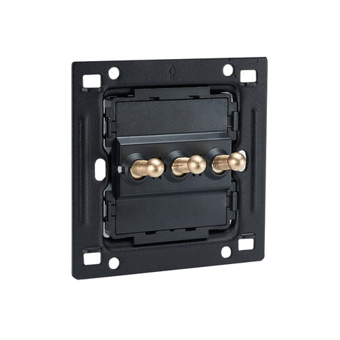 Elegant Grey 3 Gang Brass Toggle Switch