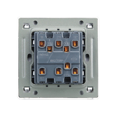 Modern White 3 Gang Black Toggle Switch