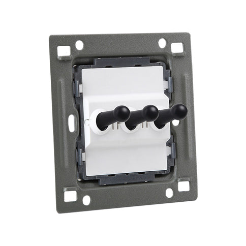 Modern White 3 Gang Black Toggle Switch