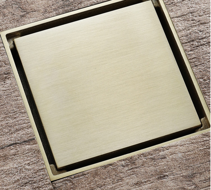 Square Modern Brushed Gold Shower Trap #20214