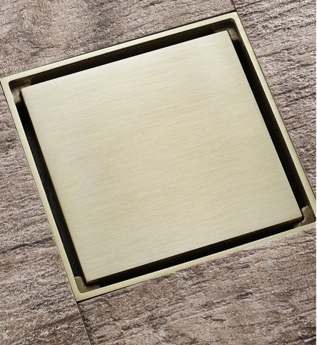 Square Modern Brushed Gold Shower Trap #20214