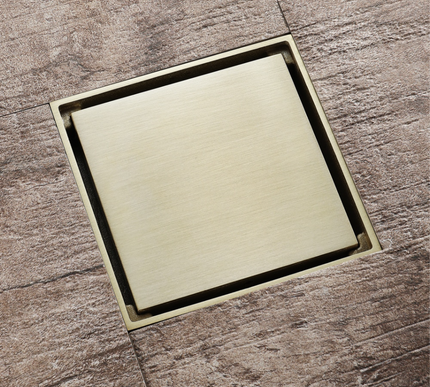 Square Modern Brushed Gold Shower Trap #20214