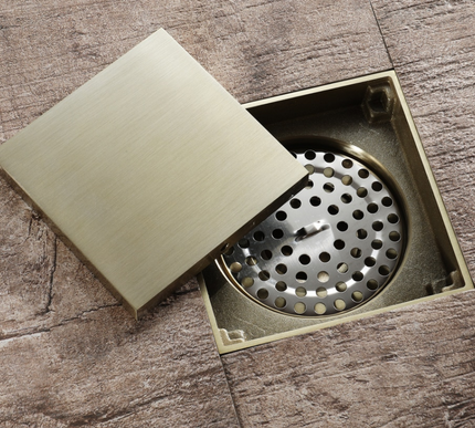 Square Modern Brushed Gold Shower Trap #20214