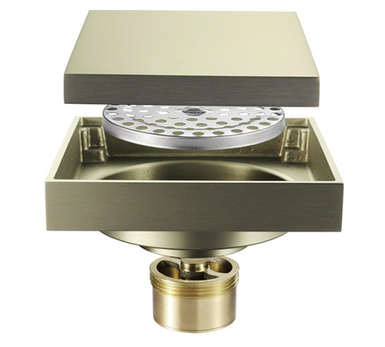 Square Modern Brushed Gold Shower Trap #20214