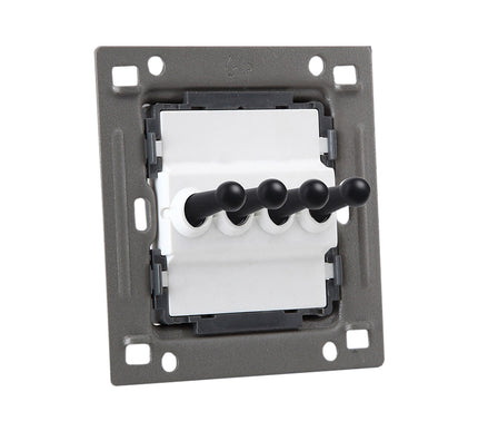 Modern White 4 Gang Black Toggle Switch