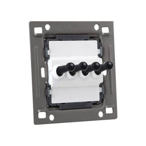 Modern White 4 Gang Black Toggle Switch