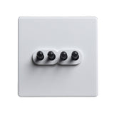 Modern White 4 Gang Black Toggle Switch