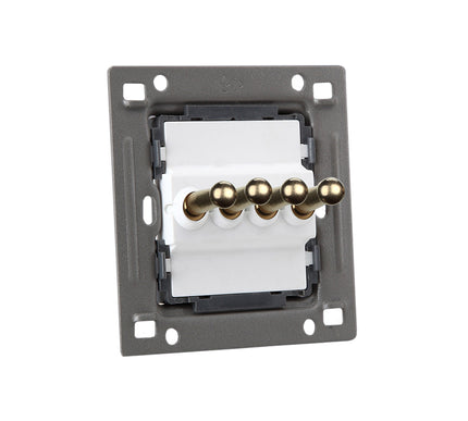 Classic White 4 Gang Brass Toggle Switch