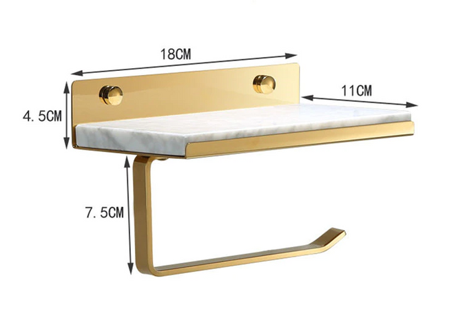 Gold Toilet Roll Holder with White Marble Finish #201860