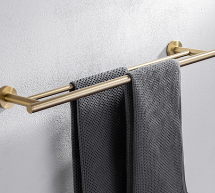 Brushed Gold Minimal Double Towel Rail #201866