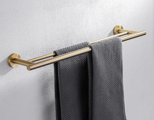 Brushed Gold Minimal Double Towel Rail #201866