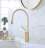 Brushed Gold Teardrop Short Basin Mixer #201827