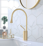 Brushed Gold Teardrop Basin Mixer #201827