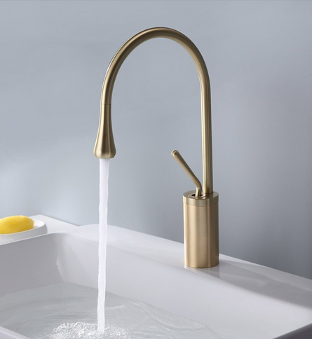 Brushed Gold Teardrop Short Basin Mixer #201827
