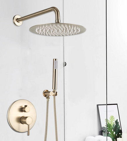 Brushed Gold Modern Concealed Shower with Hand Shower #20211