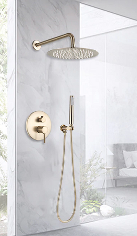 Brushed Gold Modern Concealed Shower with Hand Shower #20211