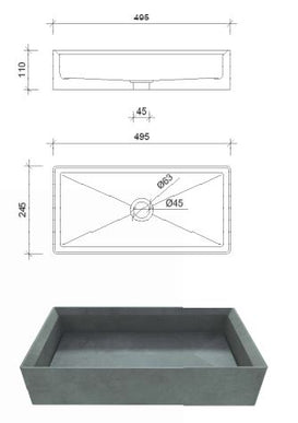 Concrete Square Basin #202326