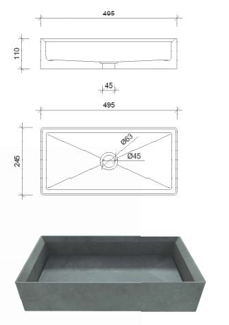 Concrete Square Basin #202326