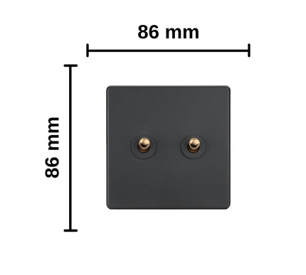 Elegant Grey 2 Gang Brass Toggle Switch