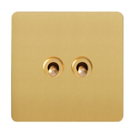 Antique Gold 2 Gang Toggle Wall Switch
