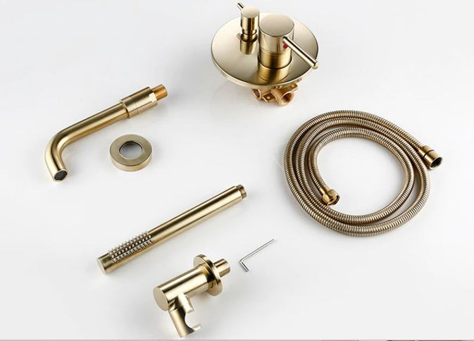 Brushed Gold Modern Minimal Concealed Bath Mixer #20217