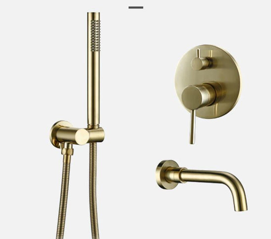 Brushed Gold Modern Minimal Concealed Bath Mixer #20217