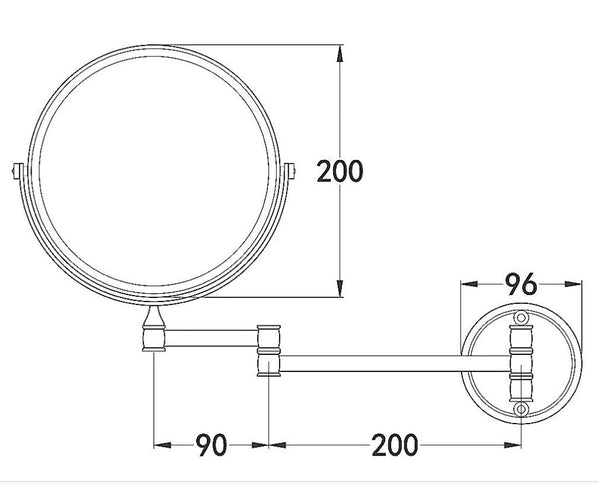 Double Sided Magnification Vanity Mirror Black- Wall Mount #201859