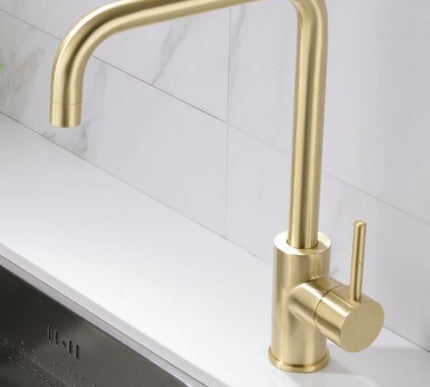 Brushed Gold Minimal High Arc Mixer #201848